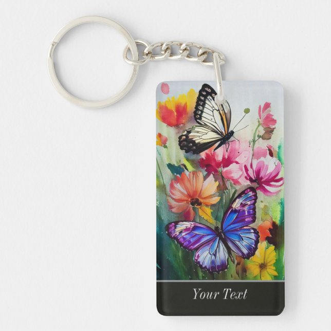 Butterflies and Flowers Key Ring (Front)