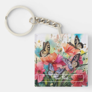 Butterflies and Flowers Key Ring