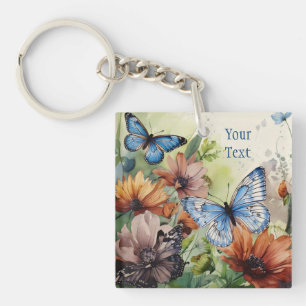Butterflies and Flowers Key Ring