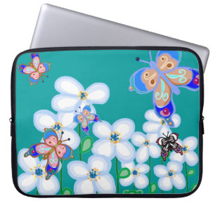 Butterflies and flowers laptop sleeve
