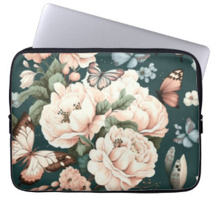Butterflies and flowers laptop sleeve