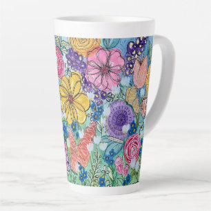 Butterflies and Flowers Latte Mug