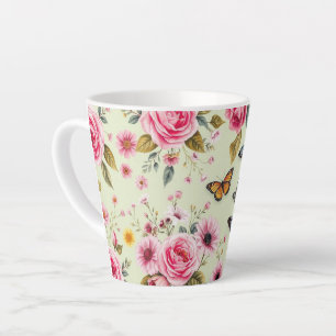 Butterflies And Flowers  Latte Mug