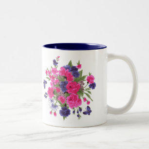 Butterflies and Flowers Mother's Day Gift  Two-Tone Coffee Mug
