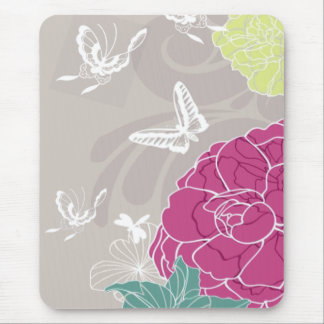 Butterflies and Flowers Mouse Mat