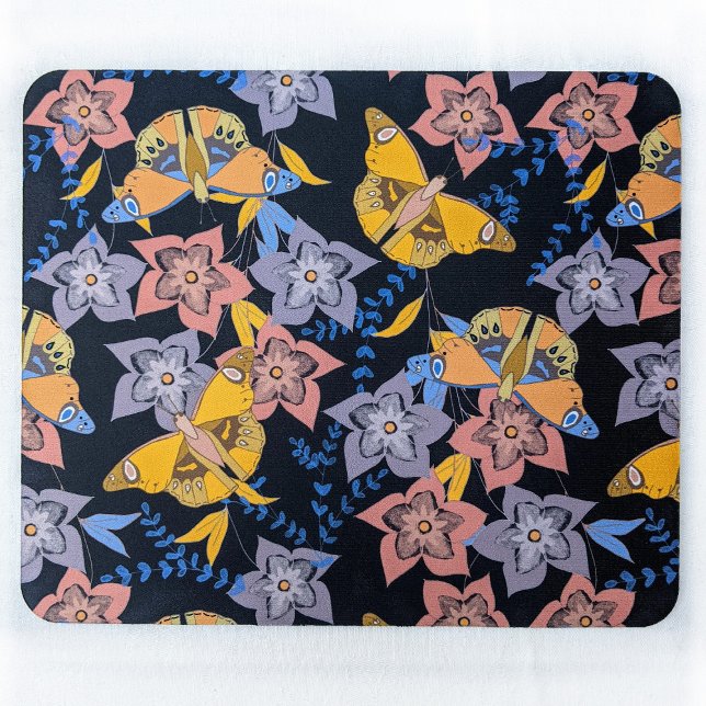 Butterflies and Flowers Night Mouse Mat (Creator Uploaded)