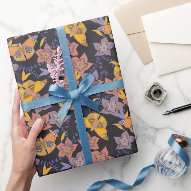Butterflies and Flowers Night Wrapping Paper (Gifting)