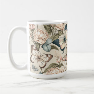 Butterflies and flowers pastel coffee mug