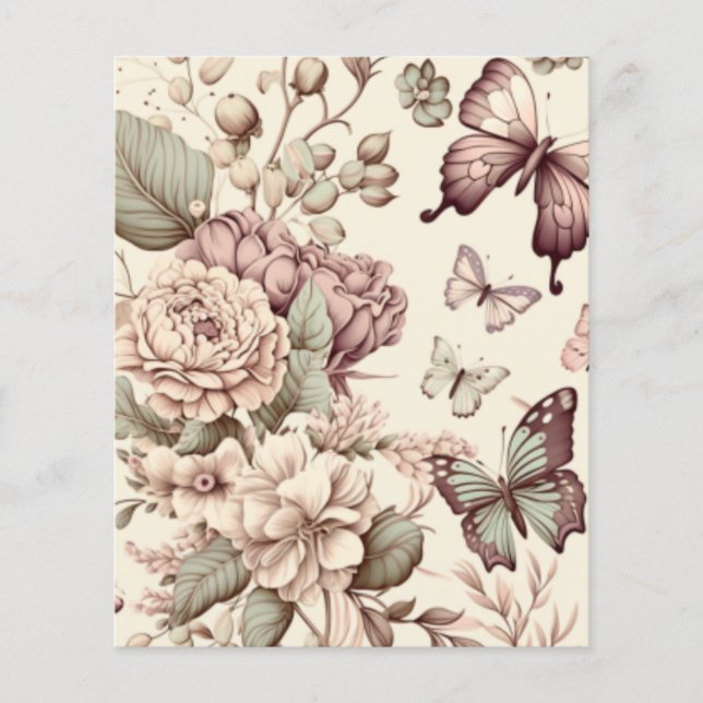 Butterflies and flowers pastel decor (Front)