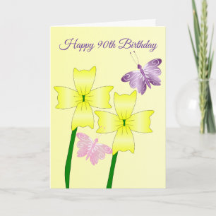 Butterflies And Flowers Personalised 90th Birthday Card