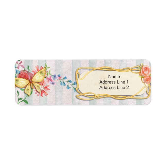 Butterflies and Flowers Return Address Label (Front)