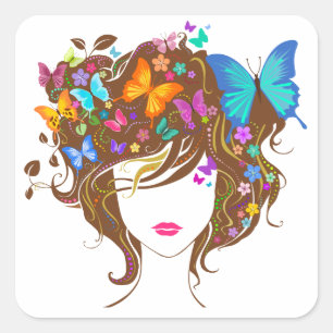 Butterflies and Flowers Square Sticker