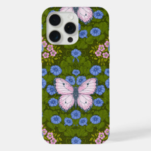Butterflies and flowers symmetry, blue and pink iPhone 15 pro max case