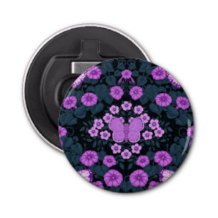 Butterflies and flowers symmetry, violet and blue bottle opener