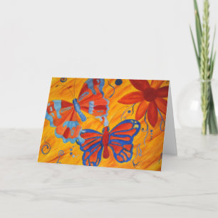 butterflies and flowers thank you note card