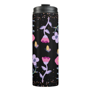 butterflies and flowers thermal tumbler
