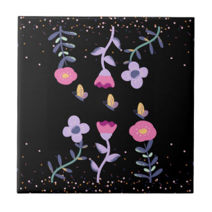 butterflies and flowers tile
