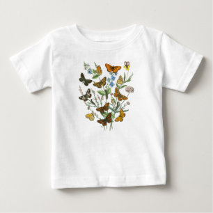 Butterflies and Flowers Vintage Illustration 1 Baby T-Shirt