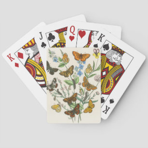 Butterflies and Flowers Vintage Illustration 1 Playing Cards