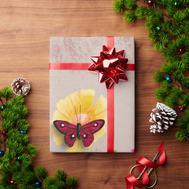 Butterflies and Flowers Wrapping Paper (Holiday Gift)