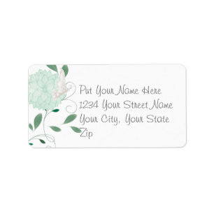 Butterflies and Green Chrysanthemums Label