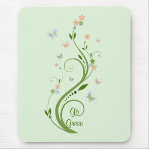 Butterflies and Green Vine Mouse Mat