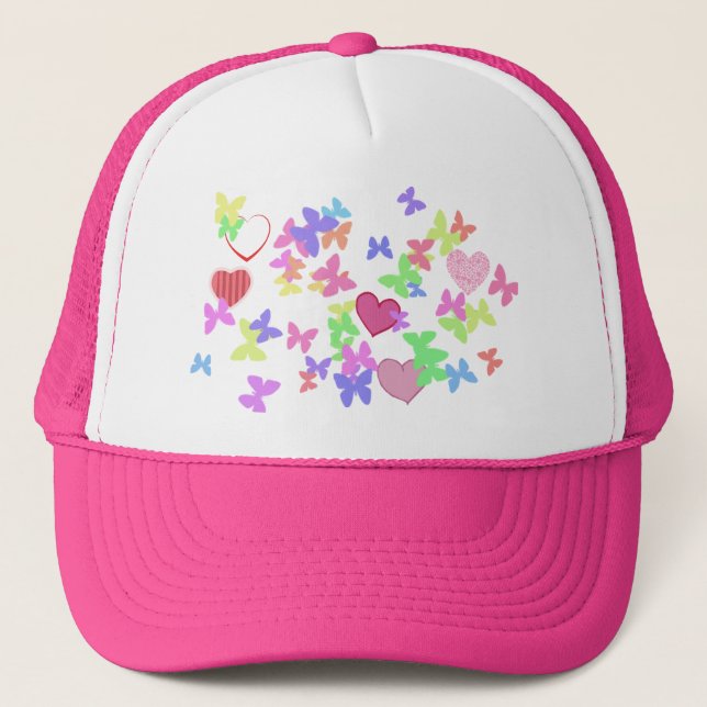 butterflies and hearts trucker hat (Front)
