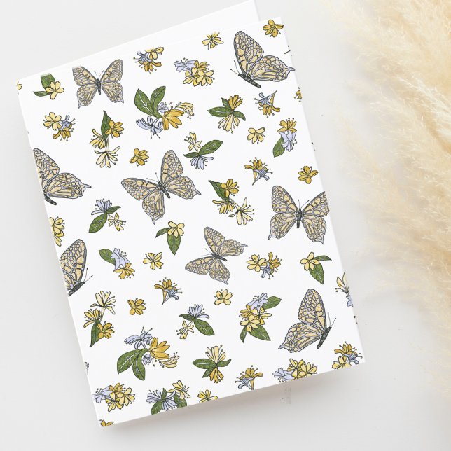 Butterflies and Honeysuckle Pattern Blank Thank You Card (Creator Uploaded)