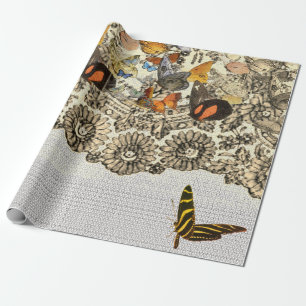 BUTTERFLIES AND LACE Wrapping Paper