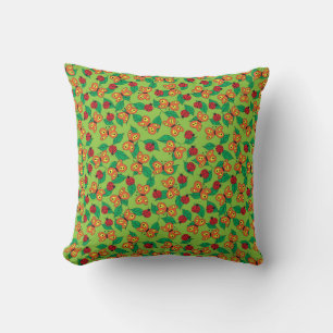 Butterflies and Ladybugs on green leaves Cushion