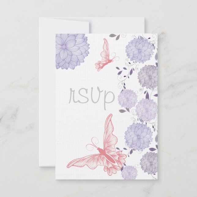 Butterflies and Lavender Chrysanthemum  RSVP (Front)
