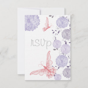 Butterflies and Lavender Chrysanthemum  RSVP Card
