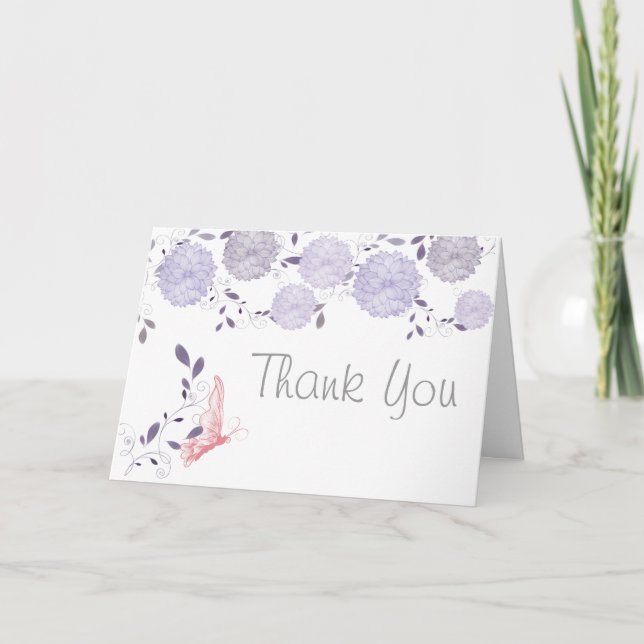 Butterflies and Lavender Chrysanthemum Thank You (Front)