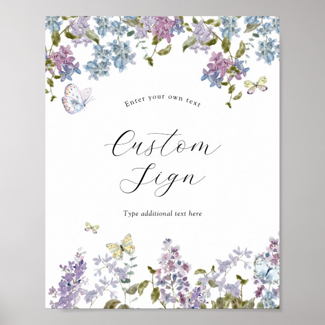 Butterflies and Lilac Custom Text Sign (Front)