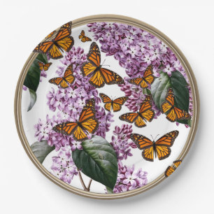 Butterflies and Lilacs Garden Party Picnic Wedding Paper Plate