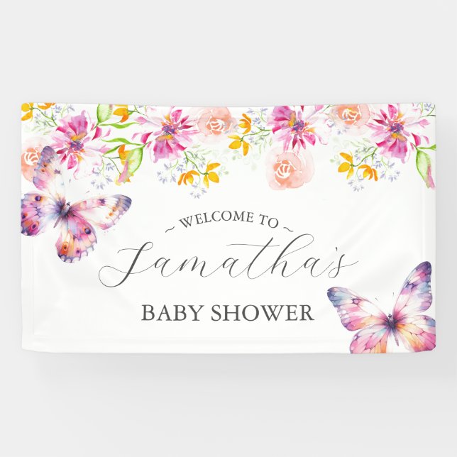 Butterflies and Lullabies Baby Shower Sign (Horizontal)