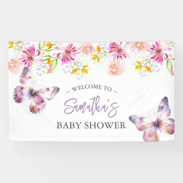 Butterflies and Lullabies Baby Shower Sign (Horizontal)