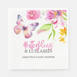 Butterflies and Lullabies Baby Shower Watercolor Napkin