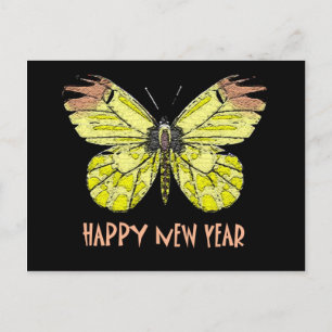 Butterflies  and Moths Happy New Year Holiday Postcard