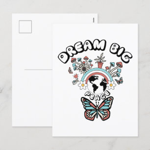 Butterflies and Mushrooms Dream Big positive inspo Holiday Postcard