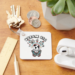 Butterflies and Mushrooms Dream Big positive inspo Key Ring