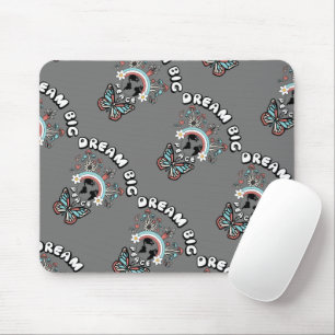 Butterflies and Mushrooms Dream Big positive inspo Mouse Mat