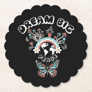 Butterflies and Mushrooms Dream Big positive inspo Paper Coaster