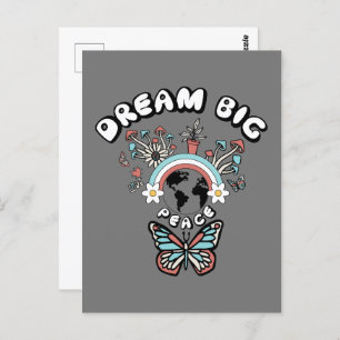 Butterflies and Mushrooms Dream Big positive inspo Postcard