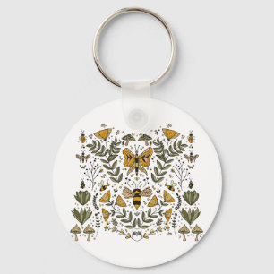 Butterflies and Mushrooms Key Ring