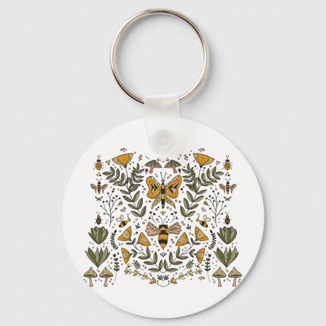Butterflies and Mushrooms Key Ring (Front)