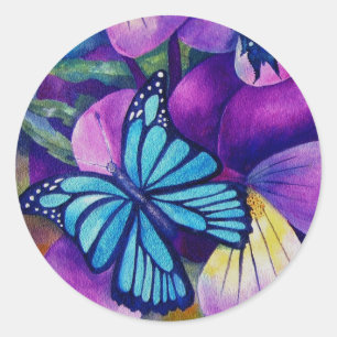 Butterflies and Panseys Stickers