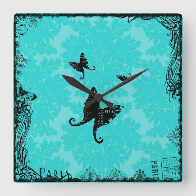 Butterflies and Paris Wall Clock (Front)
