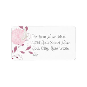 Butterflies and Pink Chrysanthemums Label