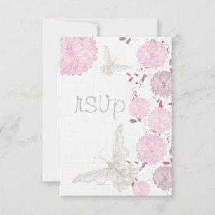 Butterflies and Pink Chrysanthemums  RSVP